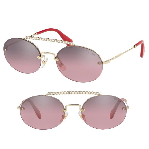 New in Case Original $500 MIU MIU Evolution Rhinestone Rimless Round Sunglasses main image 4